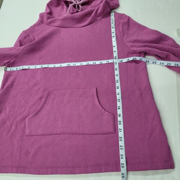Pajamagram Sweatshirt Women M Pink Fleece Funnel Neck Long Sleeve Pullover - Picture 11 of 13